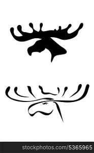 Black silhouettes of elk head
