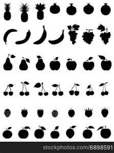 Black silhouettes of fruit