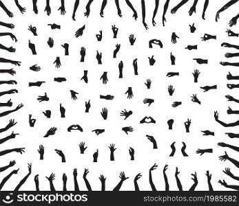 Black silhouettes of hands on a white background
