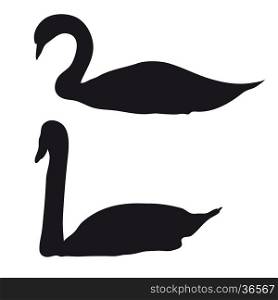 Black silhouettes of two large swans on a white background.