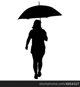 Black silhouettes of women under the umbrella. Black silhouettes of women under the umbrella.