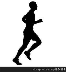 Black Silhouettes Runners sprint men on white background. Black Silhouettes Runners sprint men on white background.