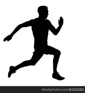 Black Silhouettes Runners sprint men on white background. Black Silhouettes Runners sprint men on white background.