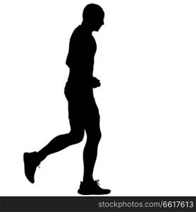 Black Silhouettes Runners sprint men on white background.. Black Silhouettes Runners sprint men on white background