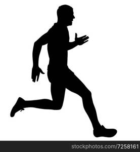 Black Silhouettes Runners sprint men on white background.. Black Silhouettes Runners sprint men on white background