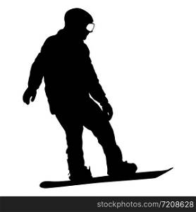 Black silhouettes snowboarders on white background illustration.. Black silhouettes snowboarders on white background illustration