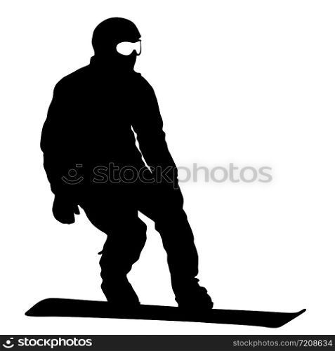 Black silhouettes snowboarders on white background illustration.. Black silhouettes snowboarders on white background illustration