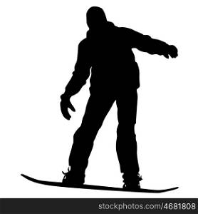 Black silhouettes snowboarders on white background. Vector illu. Black silhouettes snowboarders on white background. Vector illustration.