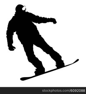 Black silhouettes snowboarders on white background. Vector illustration.