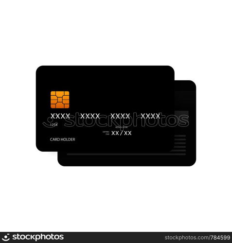 Black simple credit card template on grey background. Vector Illustration.. Black simple credit card template on grey background. Vector stock Illustration.