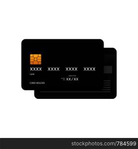 Black simple credit card template on grey background. Vector Illustration.. Black simple credit card template on grey background. Vector stock Illustration.