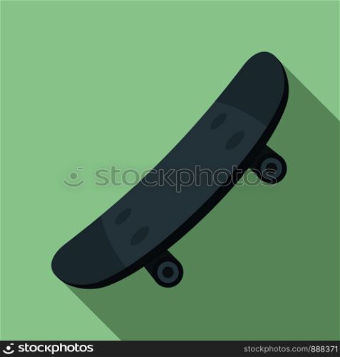 Black skateboard icon. Flat illustration of black skateboard vector icon for web design. Black skateboard icon, flat style