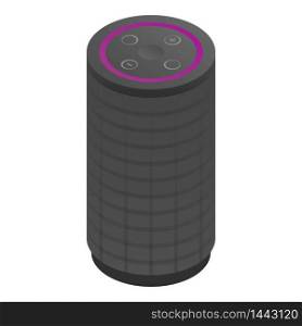 Black smart speaker icon. Isometric of black smart speaker vector icon for web design isolated on white background. Black smart speaker icon, isometric style