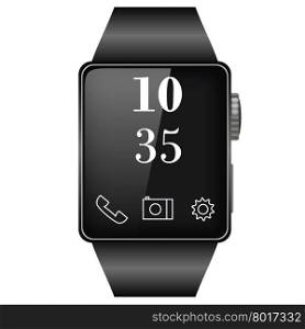 Black Smart Watch Isolated on White Background. Black Smart Watch