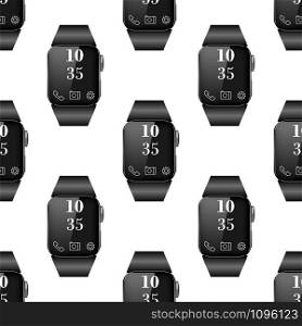 Black Smart Watch Seamless Pattern Isolated on White Background.. Black Smart Watch Seamless Pattern Isolated on White Background