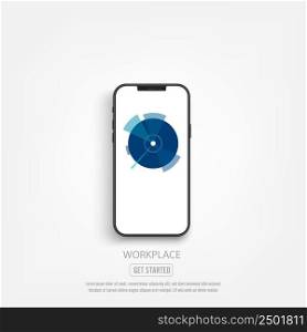 Black smartphone mockup with infographic screen. Contemporary design. Mobile phone, smartphone templates set. Modern flat design vector illustration isolated on white background