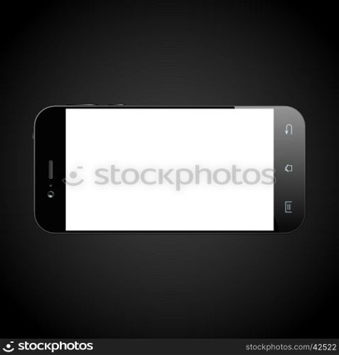 Black smartphone with blank screen. Cellphone template. Mobile phone design. Vector illustration.. Smartphone black isolated