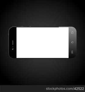 Black smartphone with blank screen. Cellphone template. Mobile phone design. Vector illustration.. Smartphone black isolated