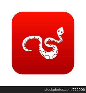 Black snake icon digital red for any design isolated on white vector illustration. Black snake icon digital red