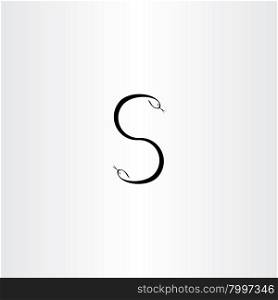 black snakes letter s vector icon design