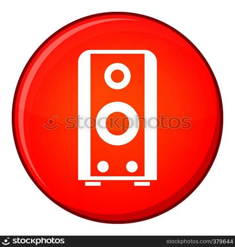 Black sound speaker icon in red circle isolated on white background vector illustration. Black sound speaker icon, flat style
