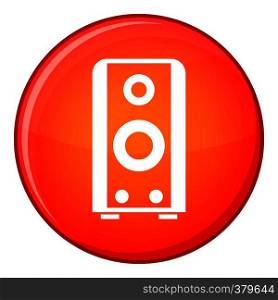 Black sound speaker icon in red circle isolated on white background vector illustration. Black sound speaker icon, flat style