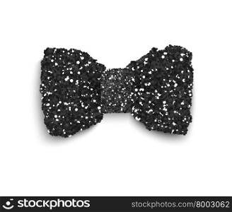 Black sparkling glitter decorated bow, trendy fashion accessory