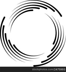 Black speed lines round shape, swirl frame turbulence logo, tattoo