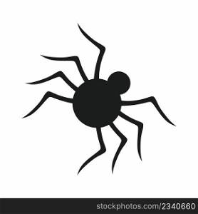 Black spider on white background. Vector icon. Illustration for Halloween holiday.