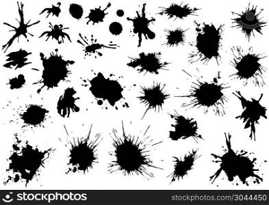 Black Splatters on White Background