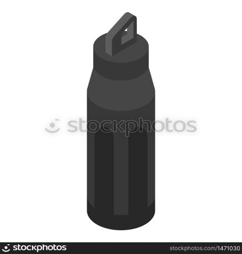 Black sports bottle icon. Isometric of black sports bottle vector icon for web design isolated on white background. Black sports bottle icon, isometric style