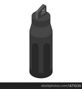 Black sports bottle icon. Isometric of black sports bottle vector icon for web design isolated on white background. Black sports bottle icon, isometric style