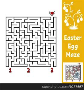 Black square labyrinth. Kids worksheets. Activity page. Game puzzle for children. Easter, egg, holiday. Find the right path to the heart. Maze conundrum. Vector illustration. With answer. Black square labyrinth. Kids worksheets. Activity page. Game puzzle for children. Easter, egg, holiday. Find the right path to the heart. Maze conundrum. Vector illustration. With answer.