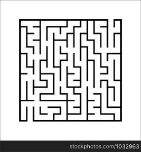 Black square maze. An interesting and useful game for kids. Children&rsquo;s puzzle with one entrance and one exit. Labyrinth conundrum. Simple flat vector illustration isolated on white background.
