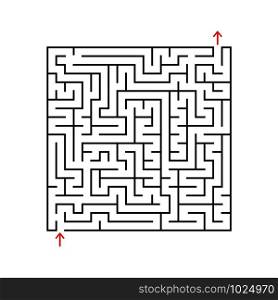 Black square maze with entrance and exit. A game for children and adults. Simple flat vector illustration isolated on white background. Black square maze with entrance and exit. A game for children and adults. Simple flat vector illustration isolated on white background.