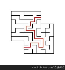 Black square maze with entrance and exit. An interesting game for children. Simple flat vector illustration isolated on white background. With a place for your drawings. With the answer. Black square maze with entrance and exit. An interesting game for children. Simple flat vector illustration isolated on white background. With a place for your drawings. With the answer.