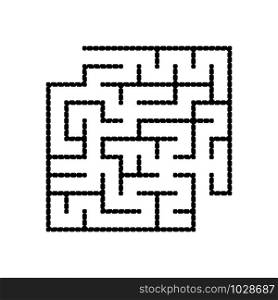 Black square maze with entrance and exit. An interesting game for children. Simple flat vector illustration isolated on white background. With a place for your drawings. Black square maze with entrance and exit. An interesting game for children. Simple flat vector illustration isolated on white background. With a place for your drawings.