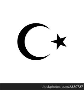 Black star and crescent icon, symbol of Islam. 