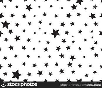 Black stars, random sizes, seamless pattern digital clipart	