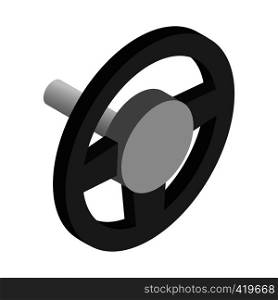 Black steering wheel isometric 3d icon on a white background. Steering wheel isometric 3d icon