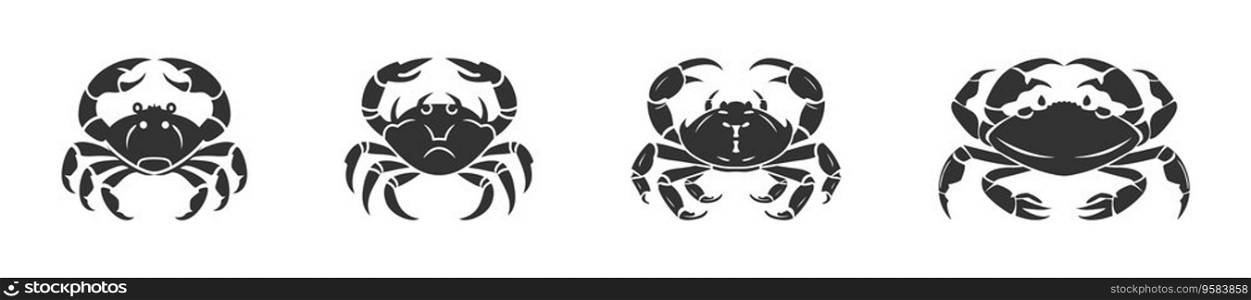 Black stencil crab set. Vector illustration.