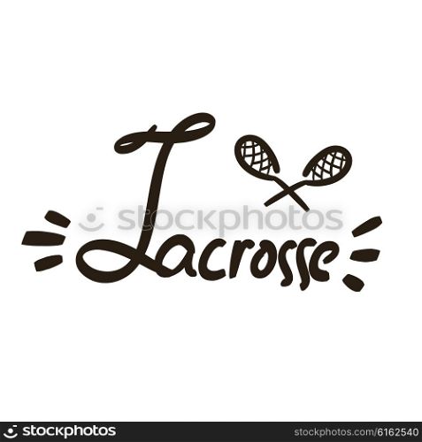 Black sticks for lacrosse with lettering. Vector illustration