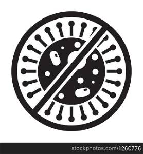Black stop virus sign icon for health website or logo. Bacteria, anti HIV and microbe symbol isolated on white background. Simple design vector of antibacterial protection.. Black stop virus sign icon for health website or logo. Bacteria, anti HIV and microbe symbol isolated on white background.