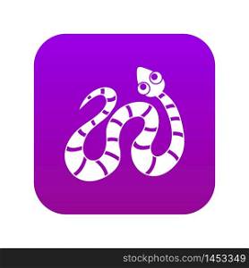 Black striped snake icon digital purple for any design isolated on white vector illustration. Black striped snake icon digital purple