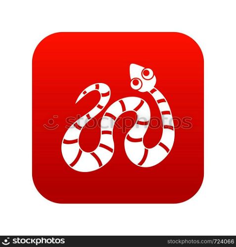 Black striped snake icon digital red for any design isolated on white vector illustration. Black striped snake icon digital red