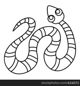 Black striped snake icon in outline style isolated on white background vector illustration. Black striped snake icon, outline style