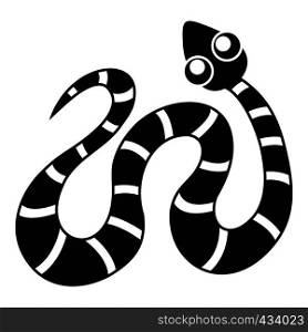 Black striped snake icon. Simple illustration of black striped snake vector icon for web. Black striped snake icon, simple style