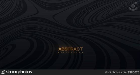Black striped texture. Abstract marbling background. Vector illustration. Smooth fluid lines pattern. Modern poster design. Trendy cover with wavy black lines. Topography relief. Abstract black background.