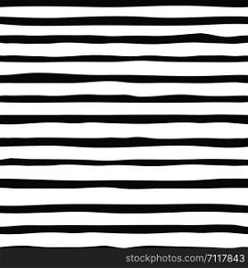 Black stripes seamless pattern. Hand drawn striped wallpaper. Simple design for fabric, textile print, wrapping paper. Vector illustration. Black stripes seamless pattern. Hand drawn striped wallpaper.