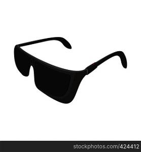 Black sunglasses cartoon icon on a white background. Black sunglasses cartoon icon